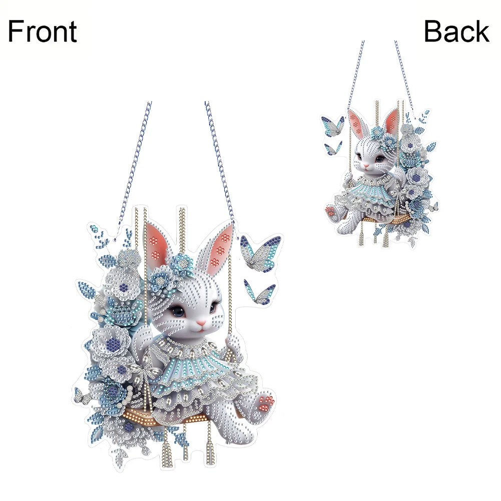 Easter Bunny Swing Diamond Art Hanging Pendant DIY Diamond Painting Dots Pendant