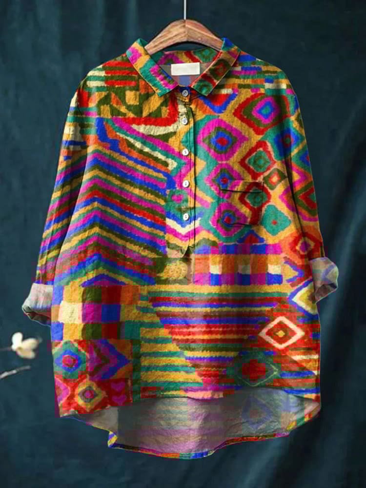 Chemise décontractée à imprimé floral vintage pour femmes