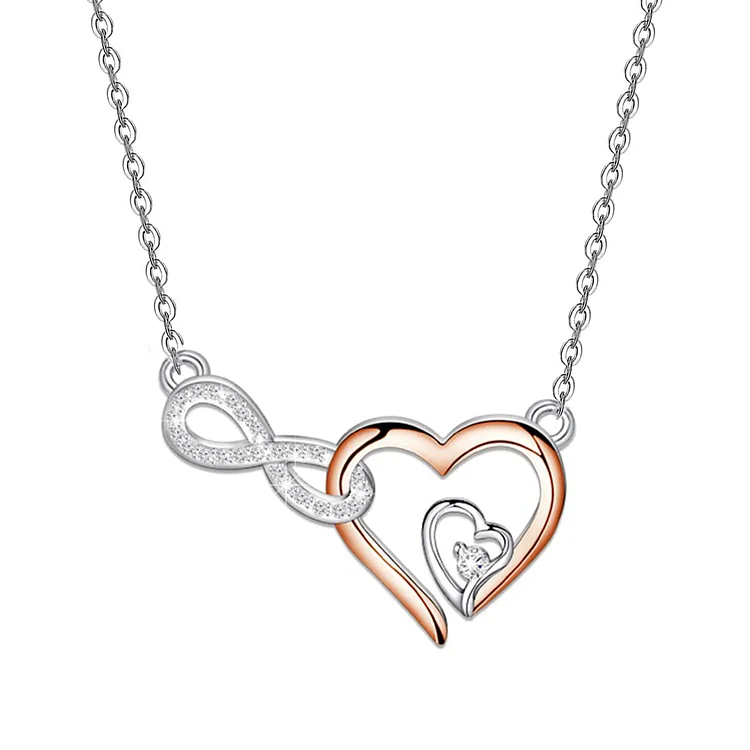 For Daughter - S925 Always Keep Me in Your Heart for You are Always in Mine Infinity Double Heart Necklace