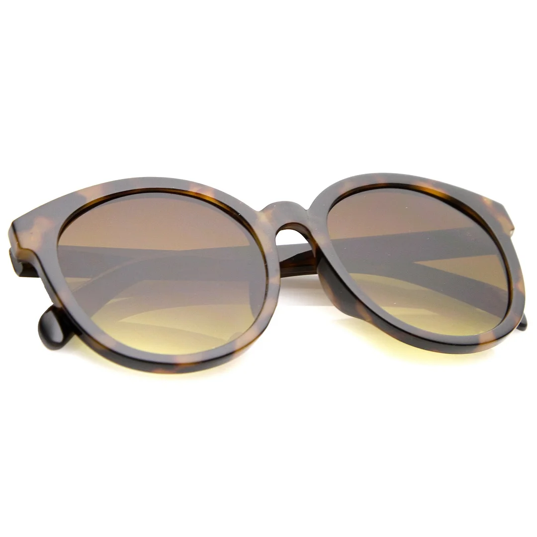 Oversize Horn Rimmed Flat Lens Round glasses 55mm