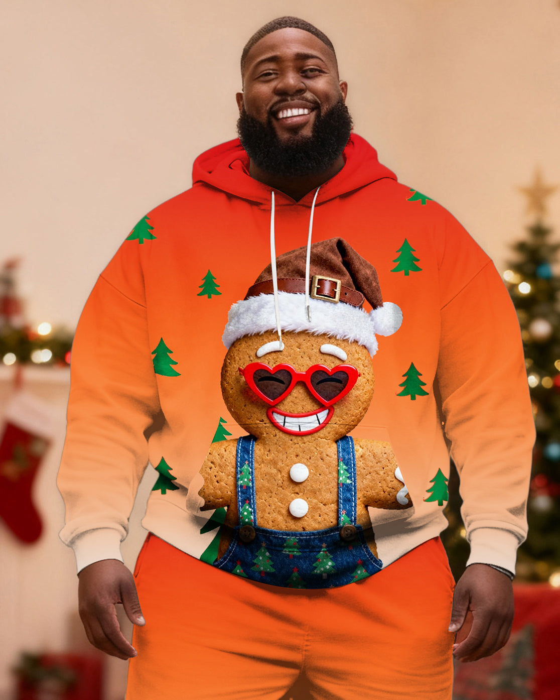 Big & Tall Men's Christmas Funny Cookie Man Hoodie Set