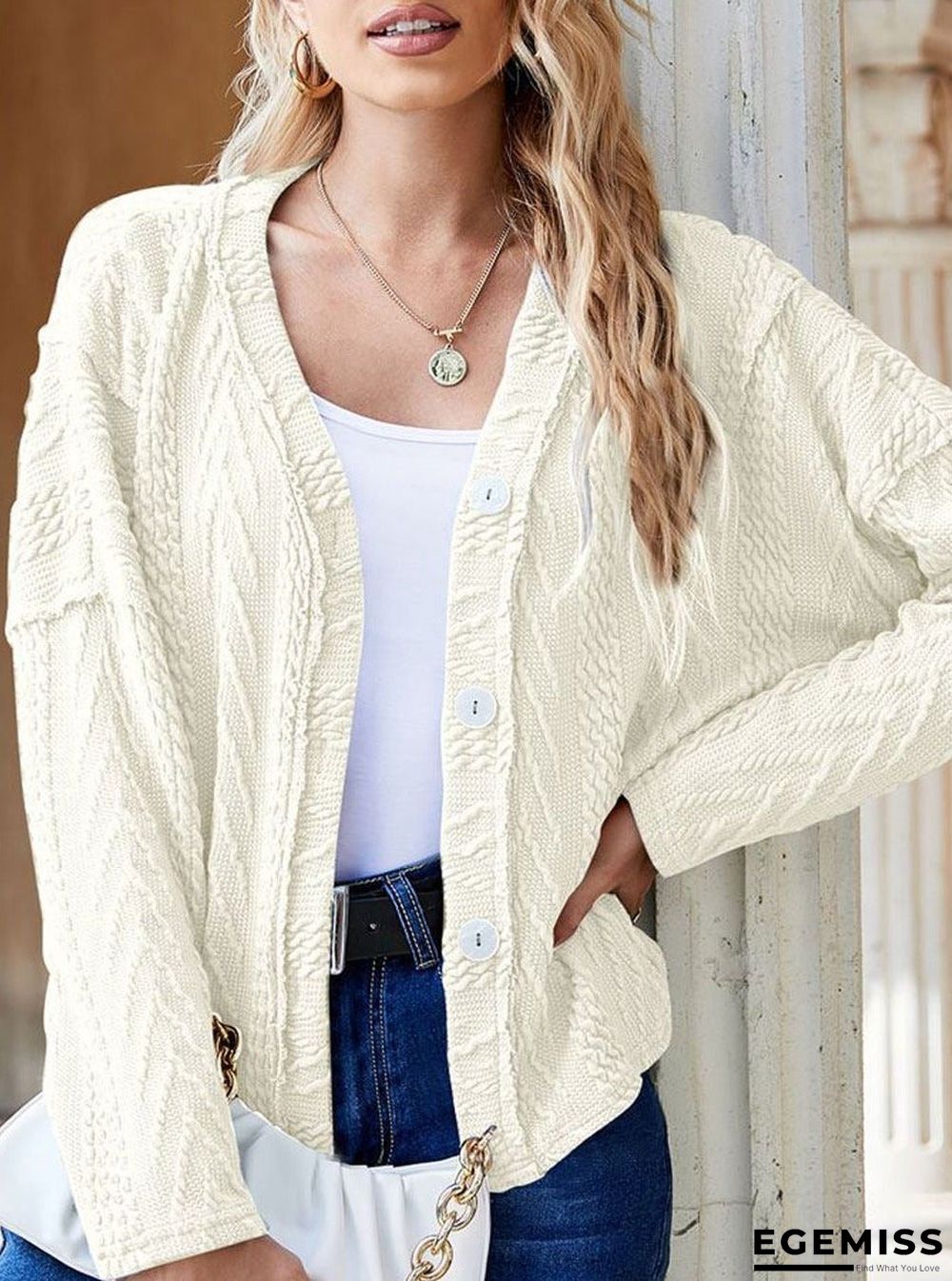 Loose Casual Jacquard Sweater Cardigan | EGEMISS