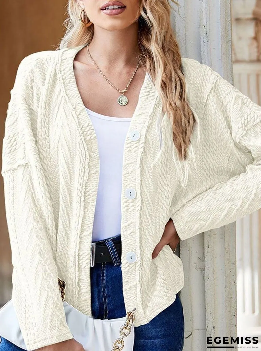 Loose Casual Jacquard Sweater Cardigan | EGEMISS
