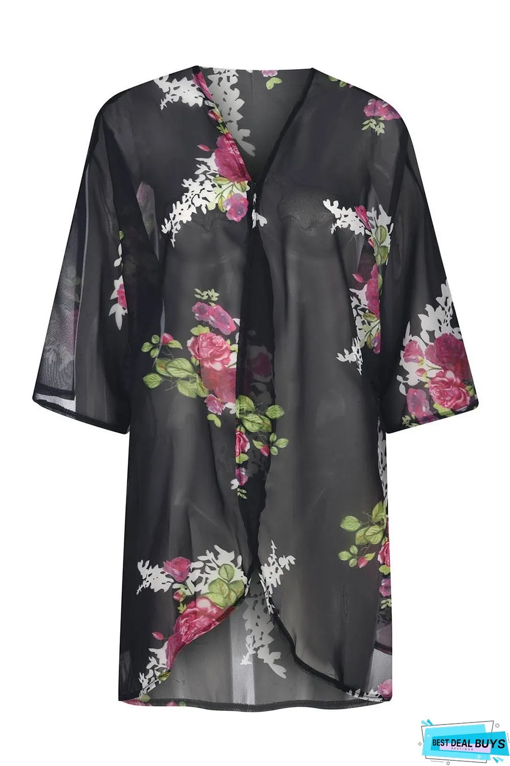 Open Front Half Sleeve Cover-Up