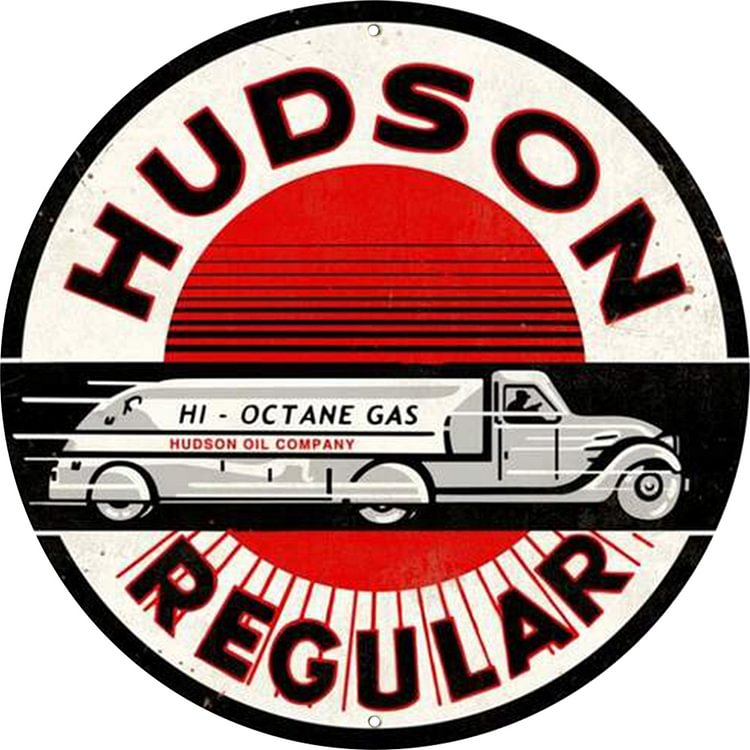 Hudson Regular - Round Vintage Tin Signs/Wooden Signs - 11.8x11.8in
