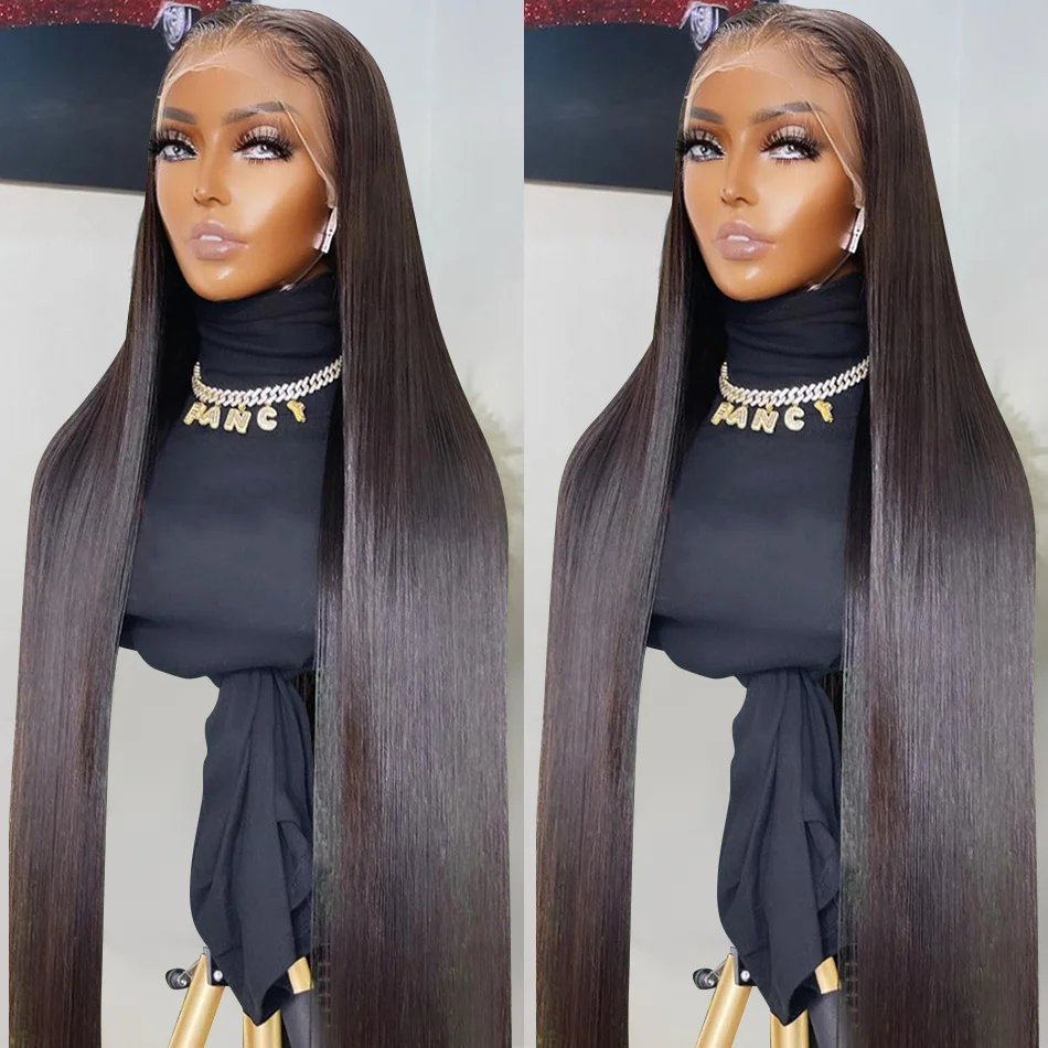 360 Transparent Lace 13x6 Straight Front Human Hair Pre Plucked Bone Straight 4x4 Lace Closure Wigs 150% Remy For Black Women ELCNEPAL