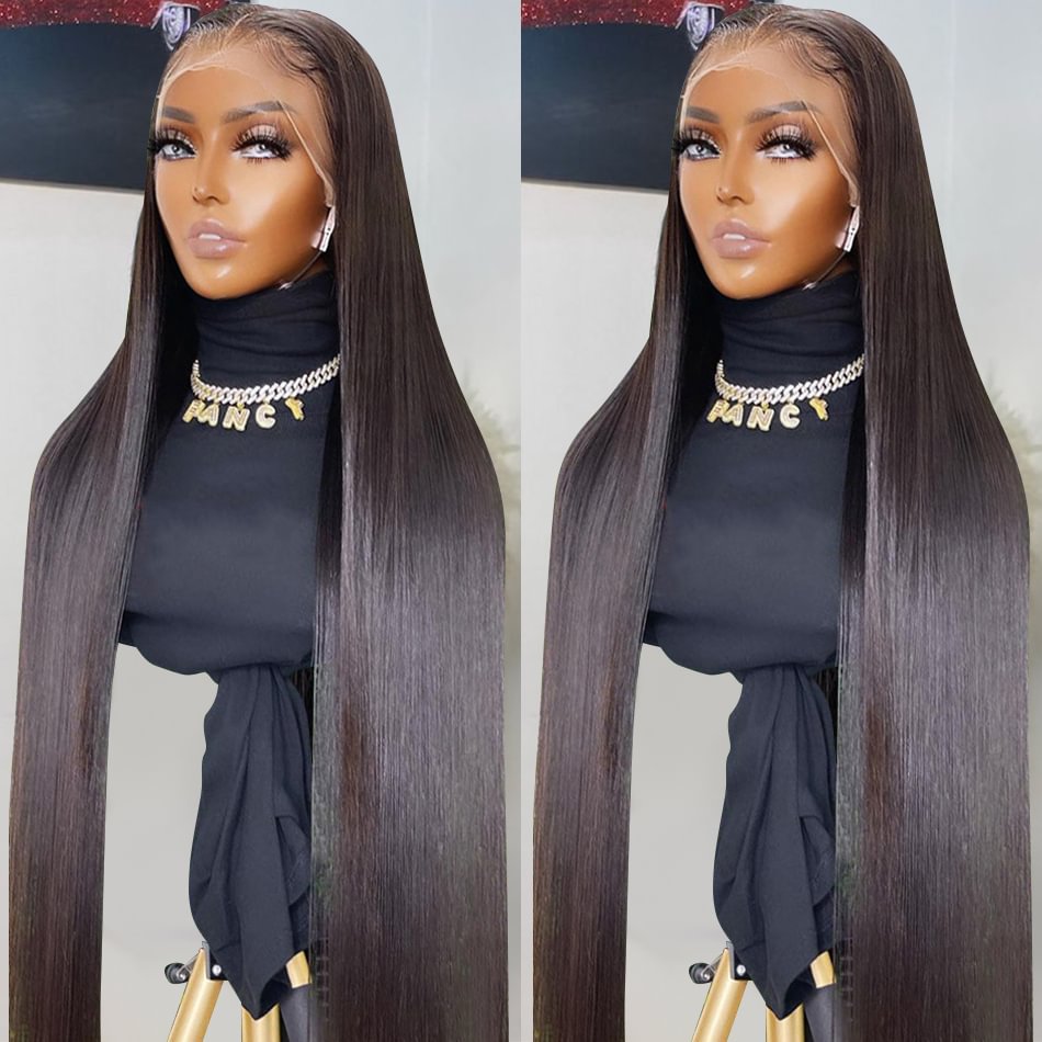 360 Transparent Lace 13x6 Straight Front Human Hair Pre Plucked Bone Straight 4x4 Lace Closure Wigs 150% Remy For Black Women US Mall Lifes
