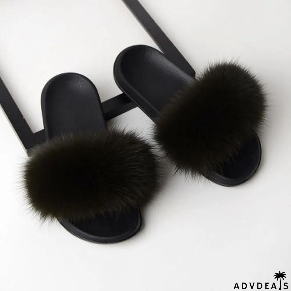 Furry Slippers Flat Half-drag Slippers