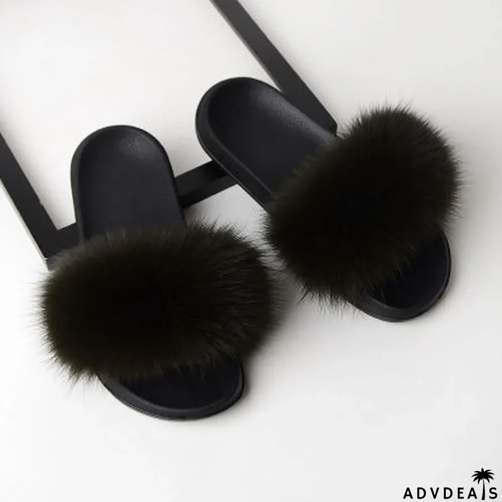 Furry Slippers Flat Half-drag Slippers