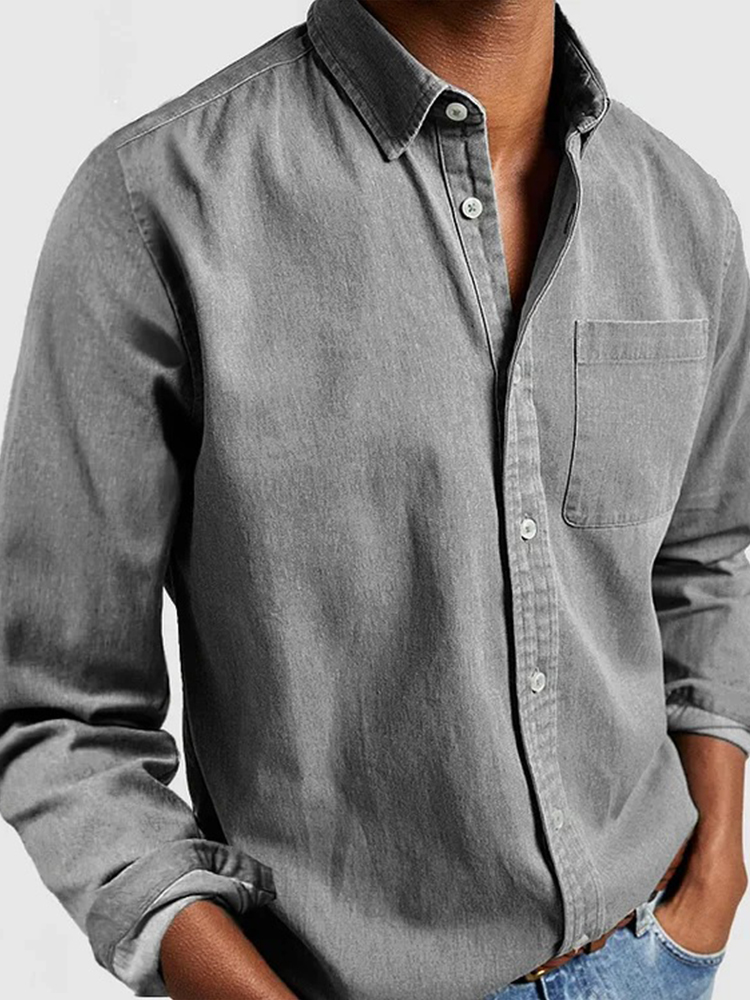 Comstylish Men's Vintage Pocket Linen Blend Comfy Blouse