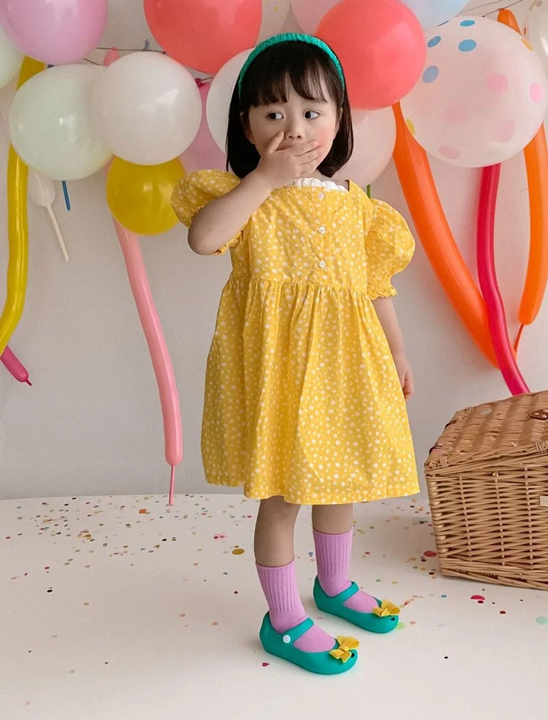 Retro Baby Spring Summer Girls Cotton Dress Kids Teenagers Children Clothes Outwear Puff Long Sleeve High Quality