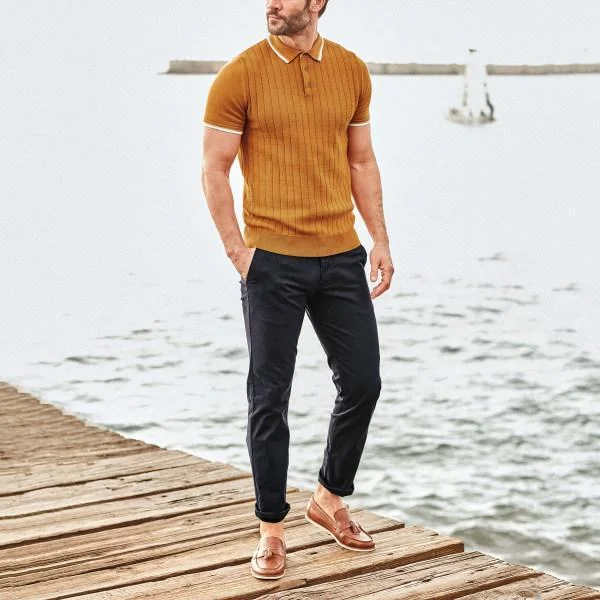 Casual Comfortable Pure Colour Short-sleeved Polo Shirt