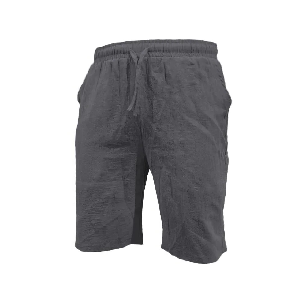 Men Pants Fashion – Summer Cotton Linen Lightweight Casual Short Pants Elastic Waist Solid Color Shorts Men Short Beach Short Trousers for Men | Gamintor