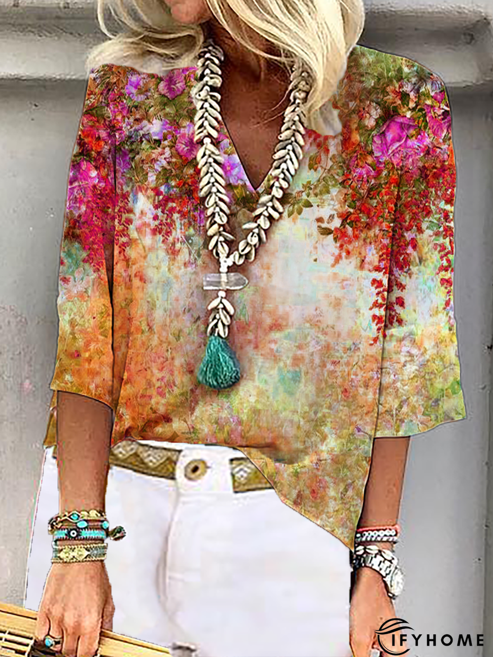 Floral V Neck Top | IFYHOME