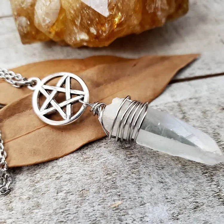 Pentagram Quartz Witch Necklace
