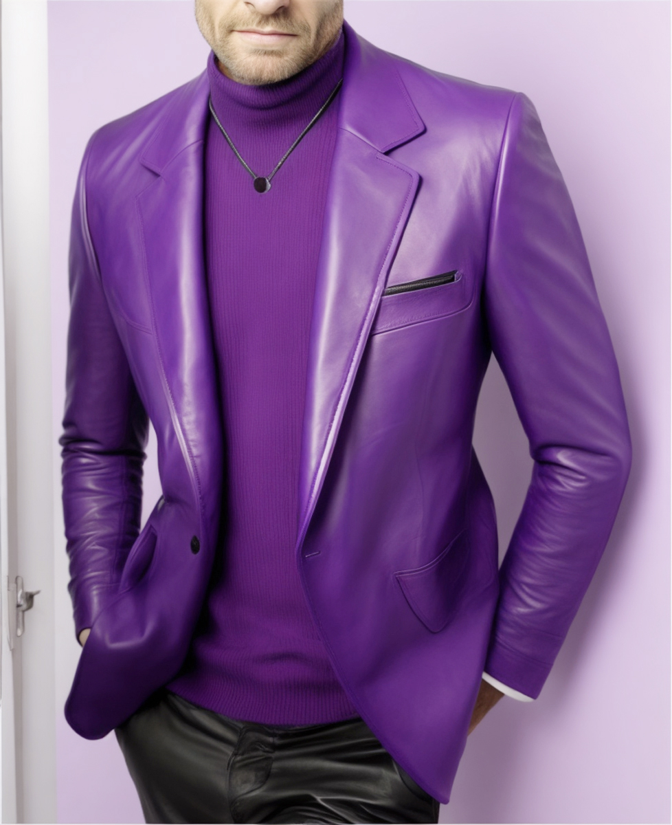 PU Leather Single Breasted Turndown Collar Blazer