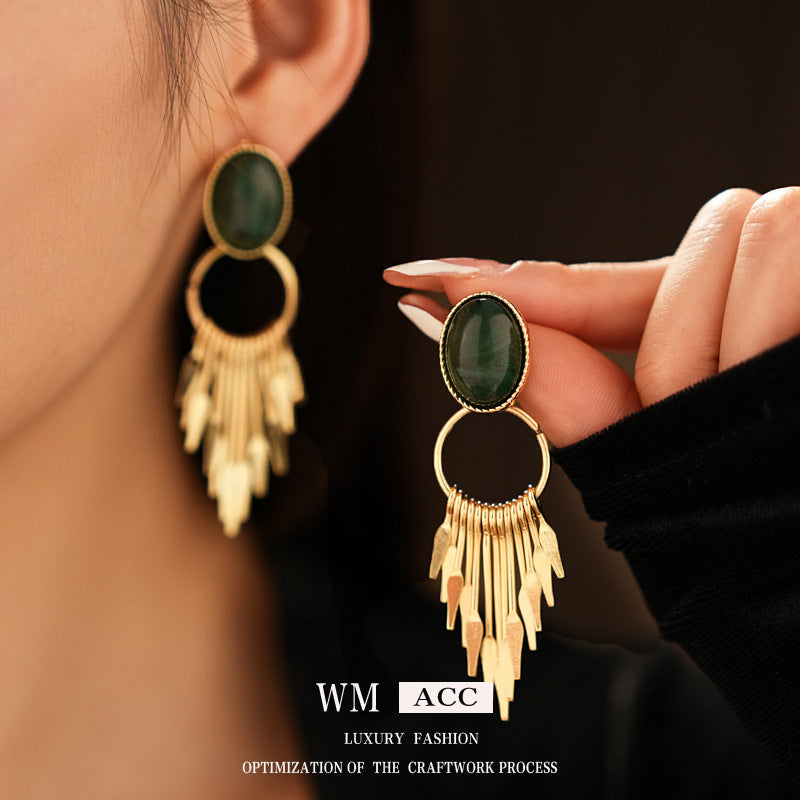 Medieval Round Ellipse Geometric Alloy Electroplating Earrings