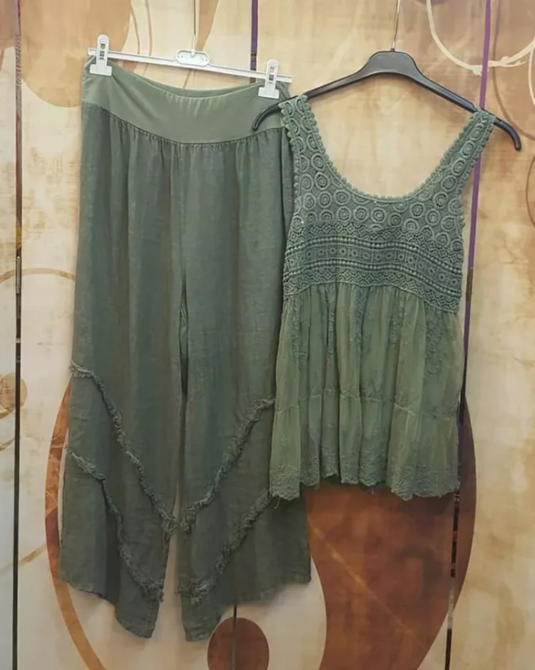 Round Collar Design Sleeveless Small Fresh Two Piece Vest