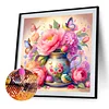 Vasenblumen komplette DIY-5D-Runden-Bohrer-Diamant-Kunstkits f&uuml;r Wanddekoration 40x40 cm