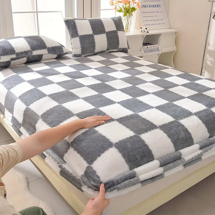 Luxurious Fleece Flannel Fitted Sheet - Thick, Warm & Soft cozy Mattress Protector  No Pillowcase Included