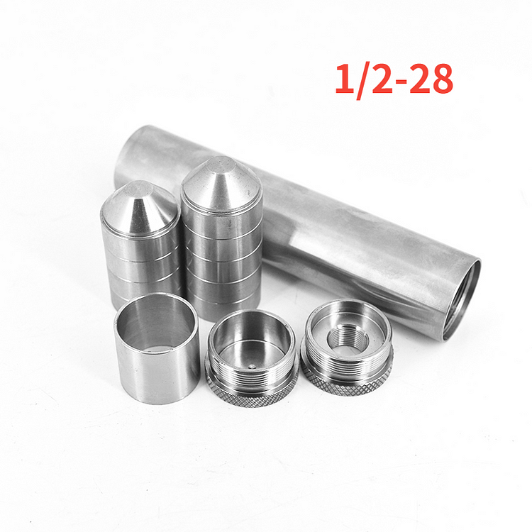  7"L TITANIUM Tube 1.45"OD 1/2x28, 5/8x24 Solvent Trap 9x Hard Stainless Steel CNC Cups For Pistol 9mm Fuel Filter Napa 4003