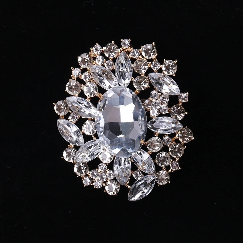 Pin Flower Alloy Inlay Glass Women’s Brooches
