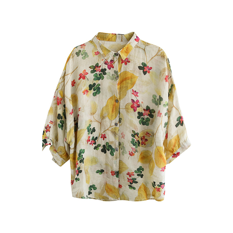 Colorful Cotton Linen Long Sleeve Shirt