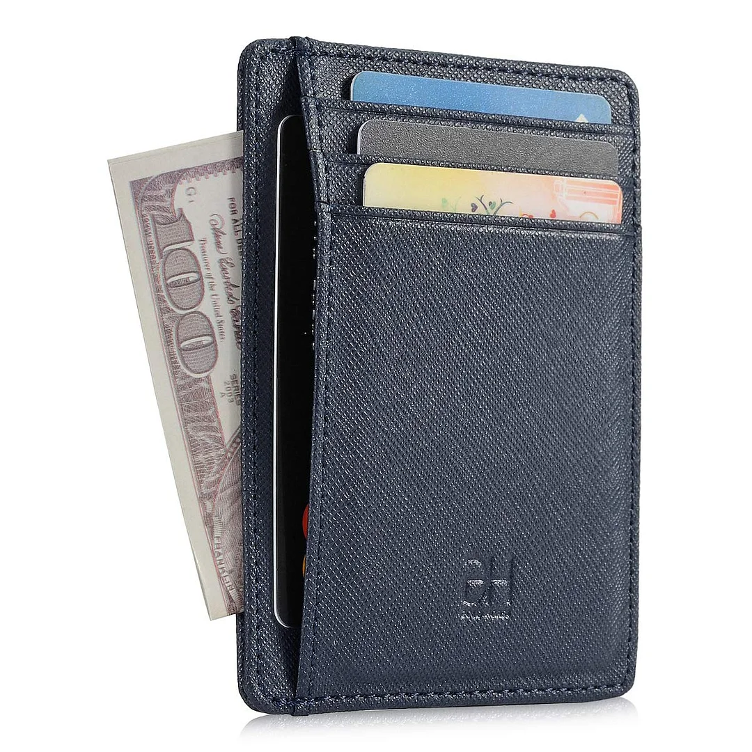 Slim RFID Blocking Card Holder Minimalist Leather Front Pocket Wallet for Women