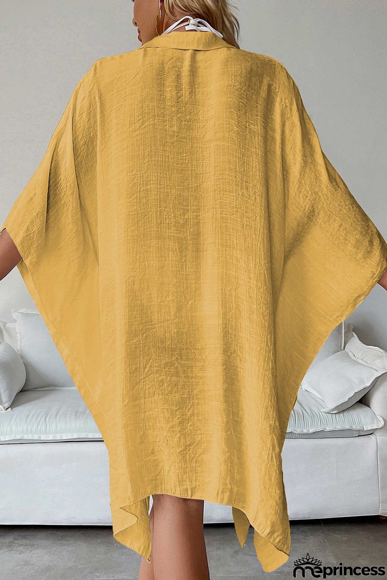 Solid Color Button Down Cover-up Shirt Dress