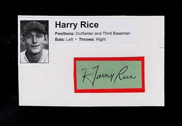 1923-27 HARRY RICE-ST LOUIS BROWNS OBSCURE AUTOGRAPHED CUT 0N 3X5 W/Photo Poster painting-d.1971