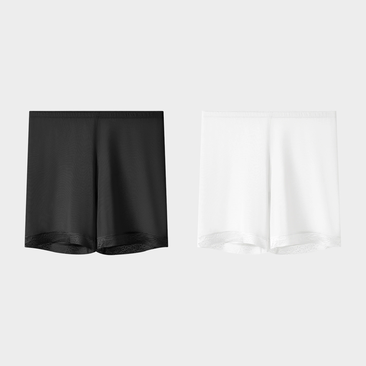 100% Silk Lace Boy Shorts Panties Mid Waist 2-Pack REAL SILK LIFE