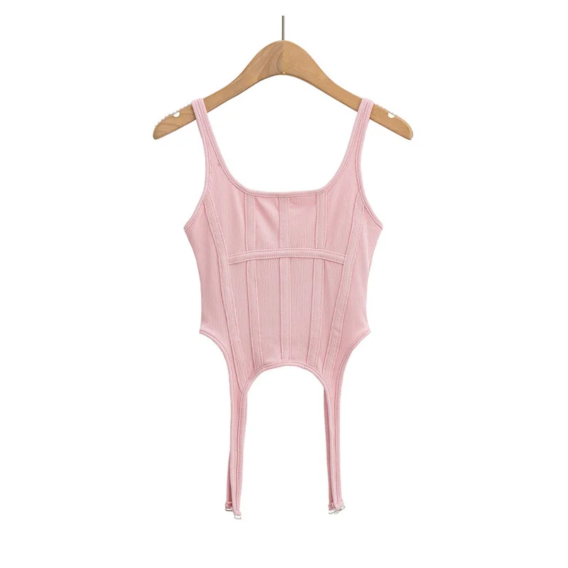 Brownm Brownm Fishbone Harness Hook Vest Female 2023 New Ins Design Sense Slim U Collar Short Top Tide