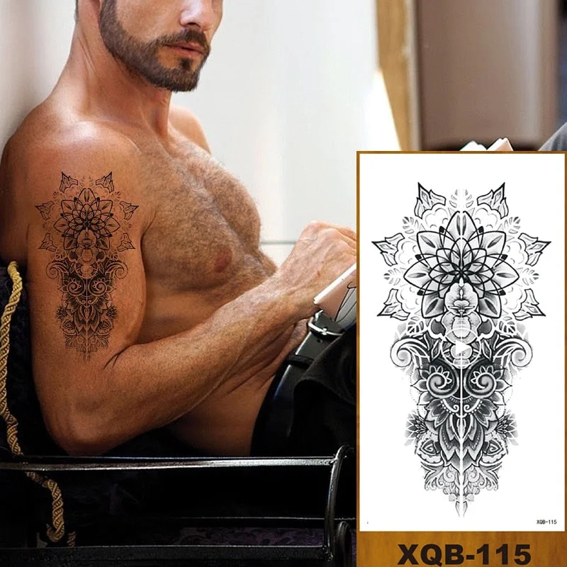 Temporary Tattoos Stickers Women Girl Chest Arm Fake Tatoo Lotus Peony Rose Magnolia Flowers Totem Face Body Makeup Waterproof