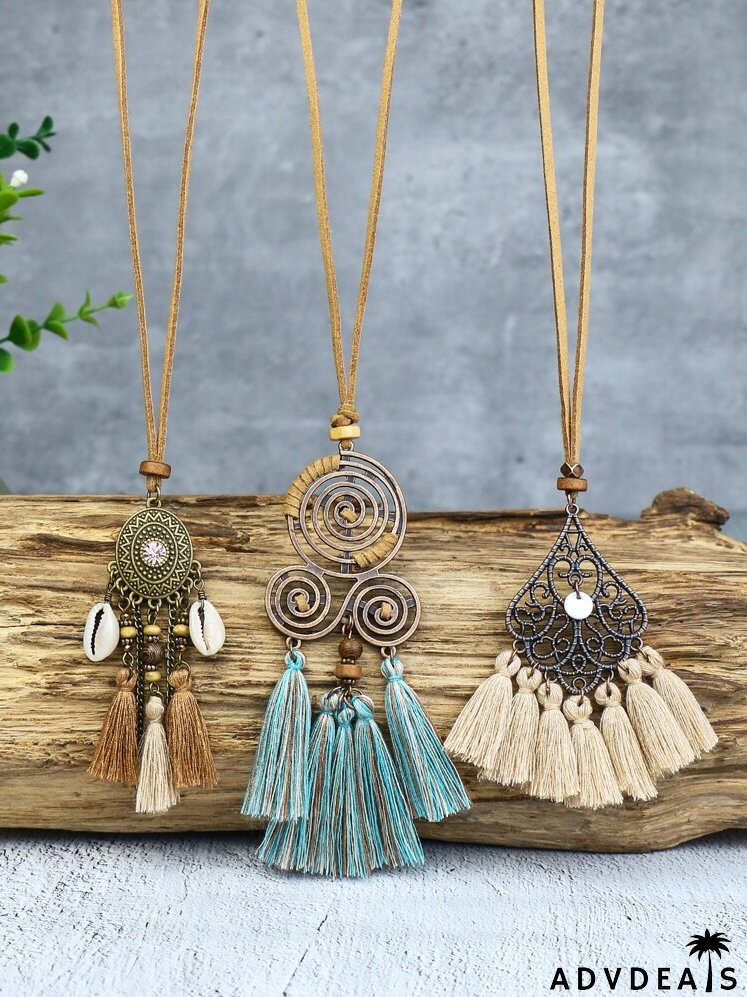 3pcs Tassel Charm Necklace