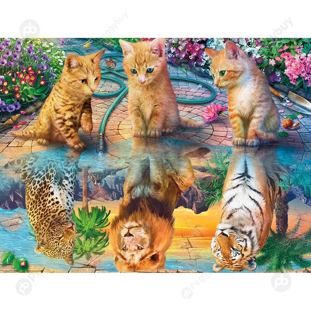 

30*40CM Round Drill Diamond Painting-Feline, 501 Original