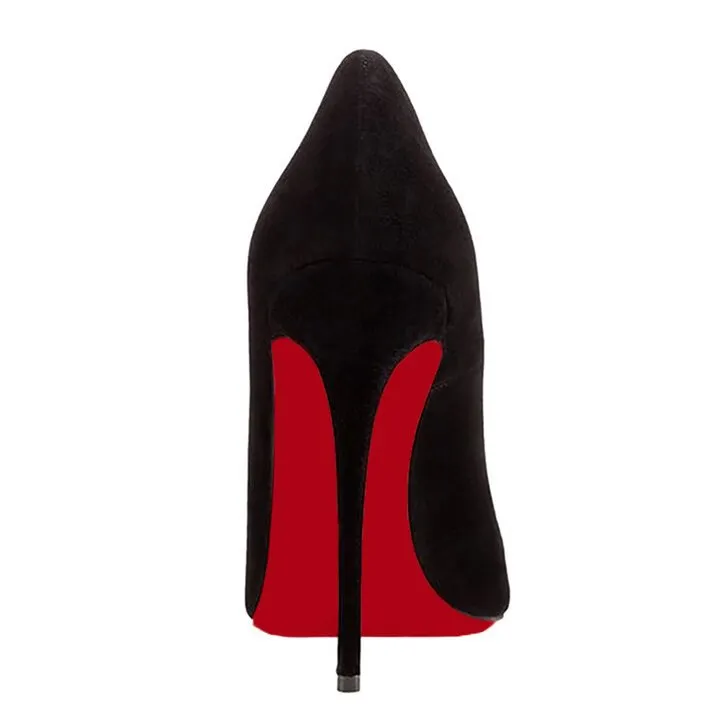 120mm Women's High Heels for Party Wedding Suede Red Soles Pumps-vocosishoes