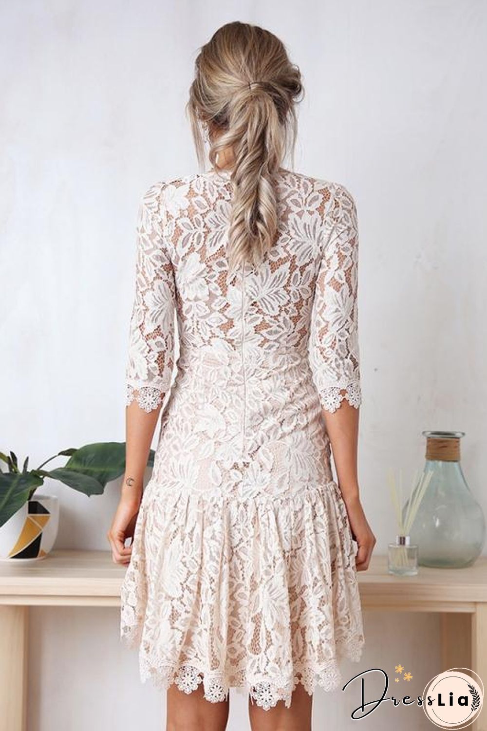 Women'S Lace V-Neck Mini Dress