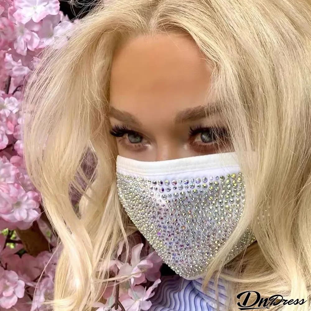 White Fashion Casual Patchwork Hot Drill Mask