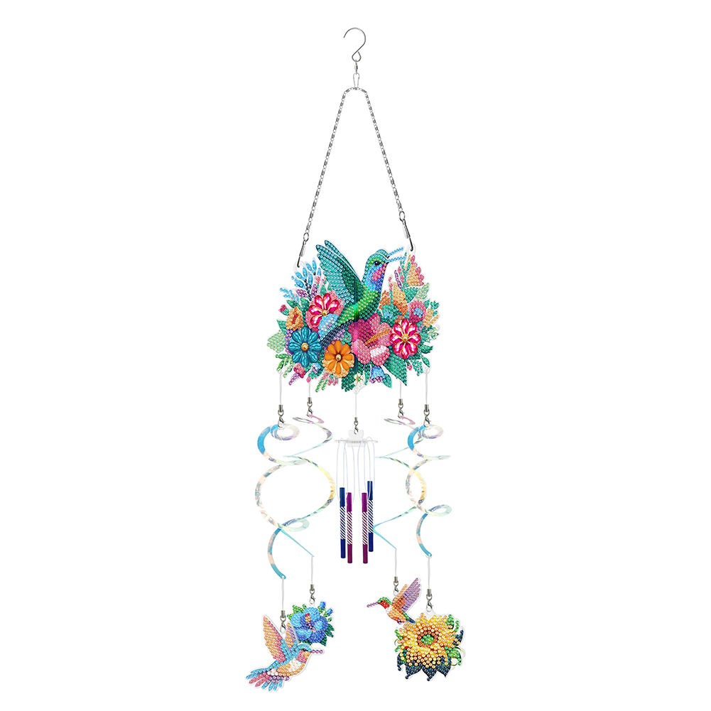 Garden Hummingbird Double Sided Diamond Painting Wind Chime for Window Decor