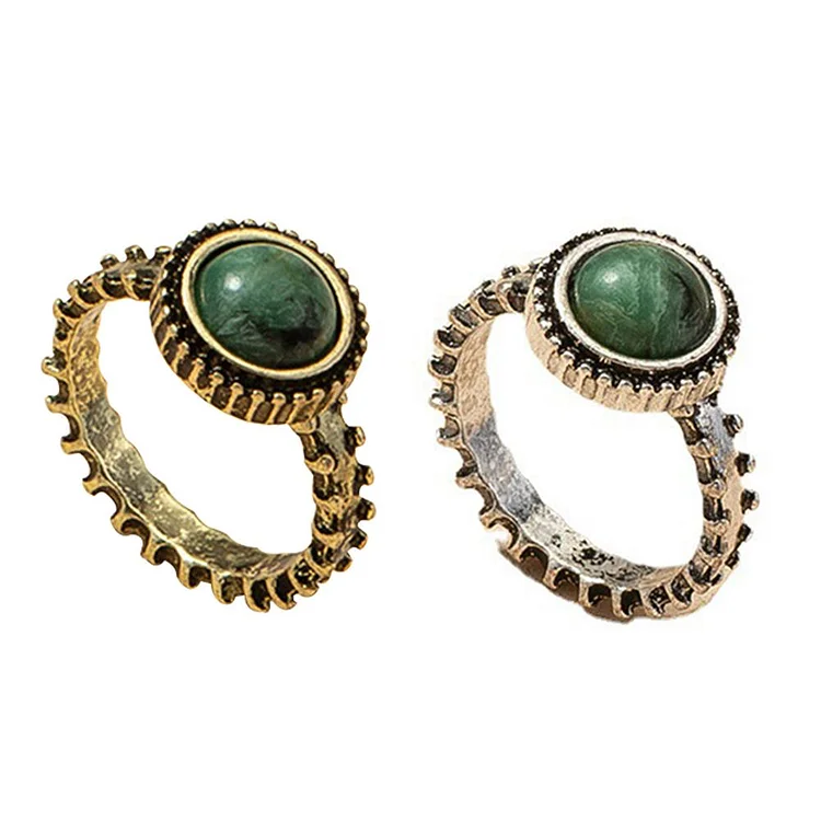 Alloy Round Ring Ladies Vintage Gemstone Rings Women Wedding Jewelry Gift-Annaletters