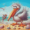 Diamond Painting -DIY Round Drill Seaside Pelican(40x40cm)