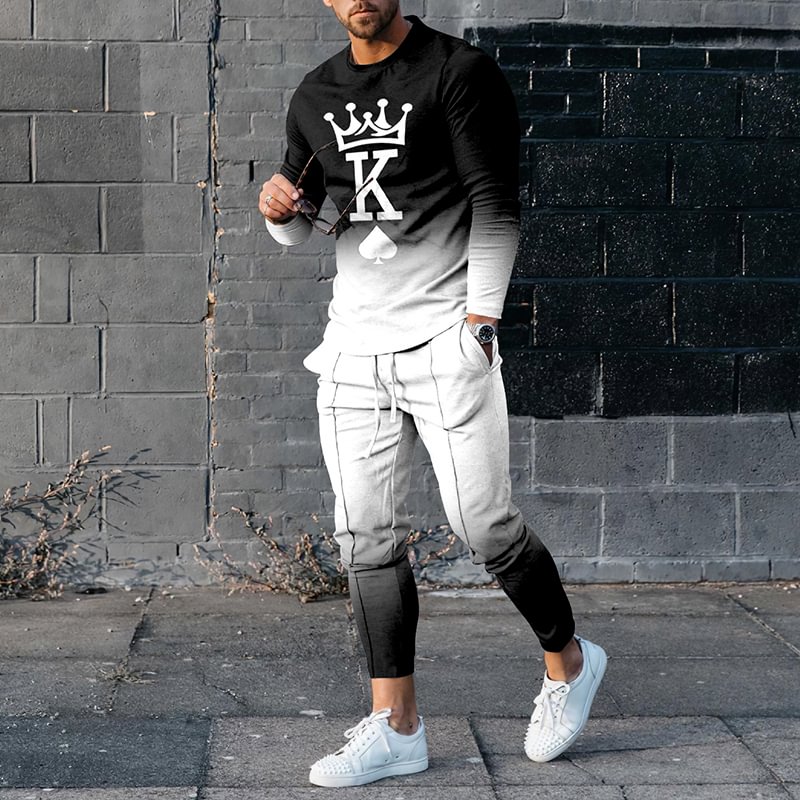 Gradient K Crown T-Shirt And Pants Two Piece Set