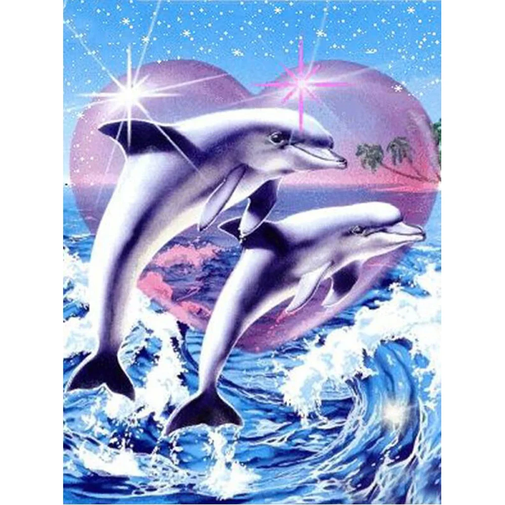Diamond Painting - Full Round/Square Drill - Dolphin(30*40 - 50*60cm)