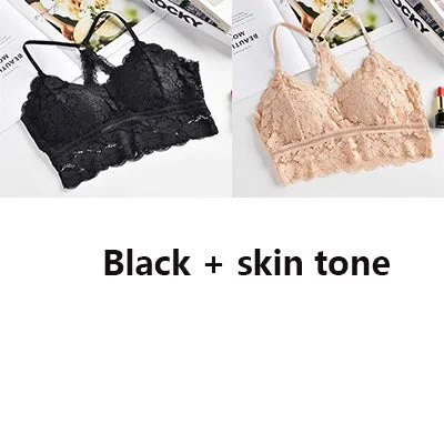 Women Bralette French style lace sexy beauty back bra girl underwear deep V underwear without underwire soft thin seamless bra