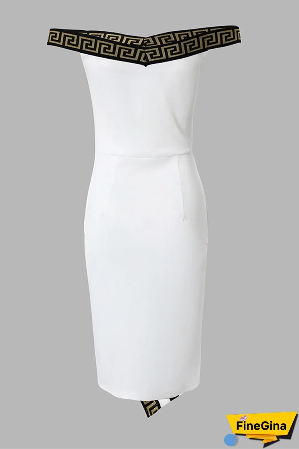 White Sexy Patchwork Backless Off the Shoulder Sleeveless Dress