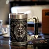 Creative Large Capacity 304 Stainless Steel Handle Cup Skull Beer Cup 3D Three-Dimensional Stainless Steel Embedded Double-Layer Beer Cup Coffee Cup Personality Cup Creative Gift Cup