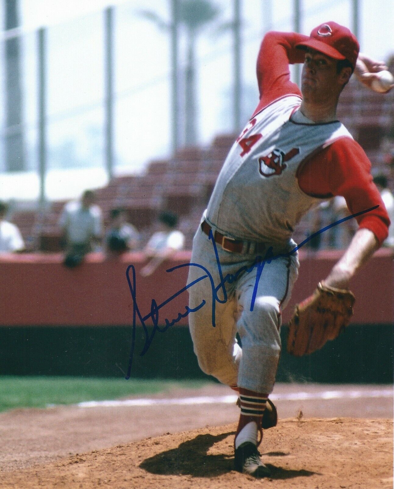 Signed 8x10 STEVE HARGAN Cleveland indians Autographed Photo Poster painting - COA