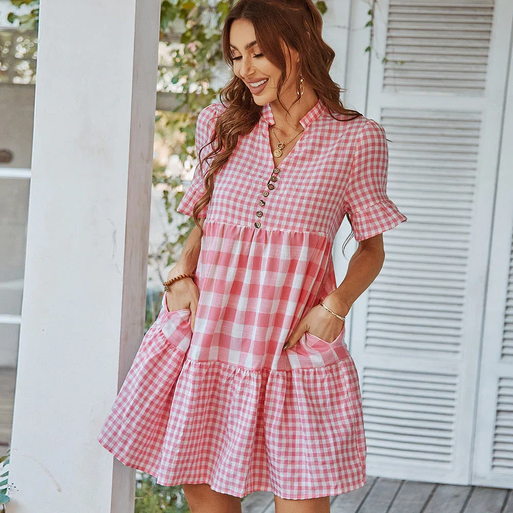 Plaid Stitching Dress