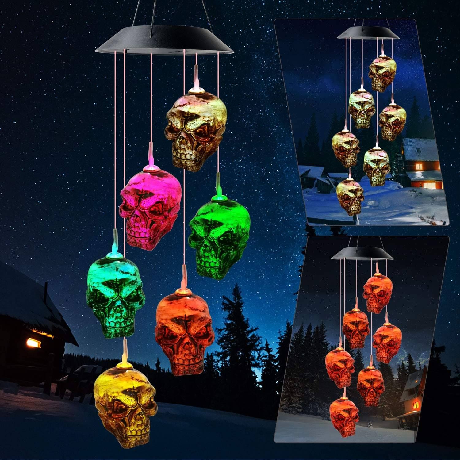 Solar Skeleton Skull Wind Chime Light