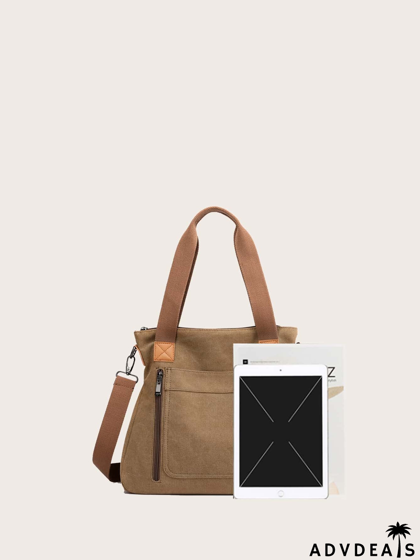 Patch Detail Shoulder Tote Bag